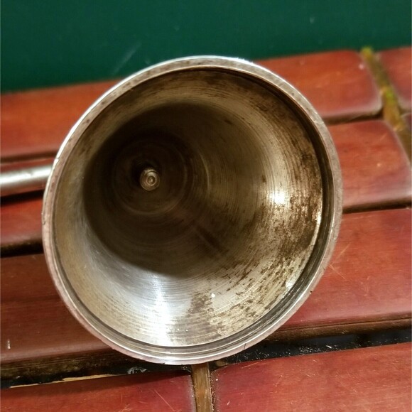 Vintage Candle Snuffer Silver Plate & Wood Set With Horn Inlays 12" Handle - Picture 6 of 6